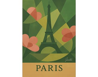 Pariser Wandbild auf Leinwand, romantischer Eiffelturm-Druck, Liebesdeko, geometrisch-abstrakte Kunst – Leinwand (verschiedene Größen) – versandkostenfrei