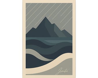 Minimalistisches Berg- und Meereslandschaftsbild, abstrakte Landschaft auf Leinwand, ruhiger Ozean- und Bergdruck – Leinwand (verschiedene Größen) – versandkostenfrei