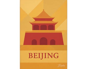Leinwandbild „Verbotene Stadt“ mit Motiven aus Peking, chinesische Architektur, geometrische abstrakte Wandkunst – Leinwand (verschiedene Größen) – versandkostenfrei