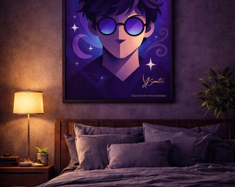 Zauberer-Wandbild, minimalistischer Fantasy-Leinwanddruck, Dark-Academia-Dekor, magisches Zimmer – Leinwand (verschiedene Größen) – versandkostenfrei