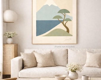 Japanische minimalistische Landschaftskunst, Zen-Berg-Leinwand, abstrakter Naturdruck, Japandi-Wanddeko – Leinwand (verschiedene Größen) – versandkostenfrei