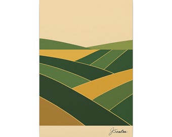 Minimalistische Landschaftsbilder, Grüne Hügel, Moderne Landhauskunst, Friedliche Landschaftsmotive – Leinwand (verschiedene Größen) – Versandkostenfrei