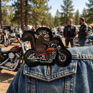 Monkey Biker Embroidered Patch – Jacket, Hat & Backpack Applique