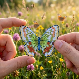 Butterfly Embroidered Patch – Detailed Twill Applique for Jackets, Hats, Backpacks, Iron-On/Sew-On, Customizable