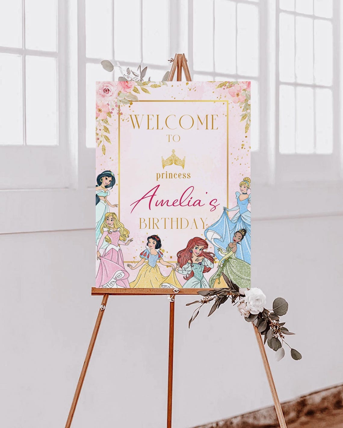 Welcome Princesses Editable Princess Birthday Welcome Sign: Customizable Party Decor ...