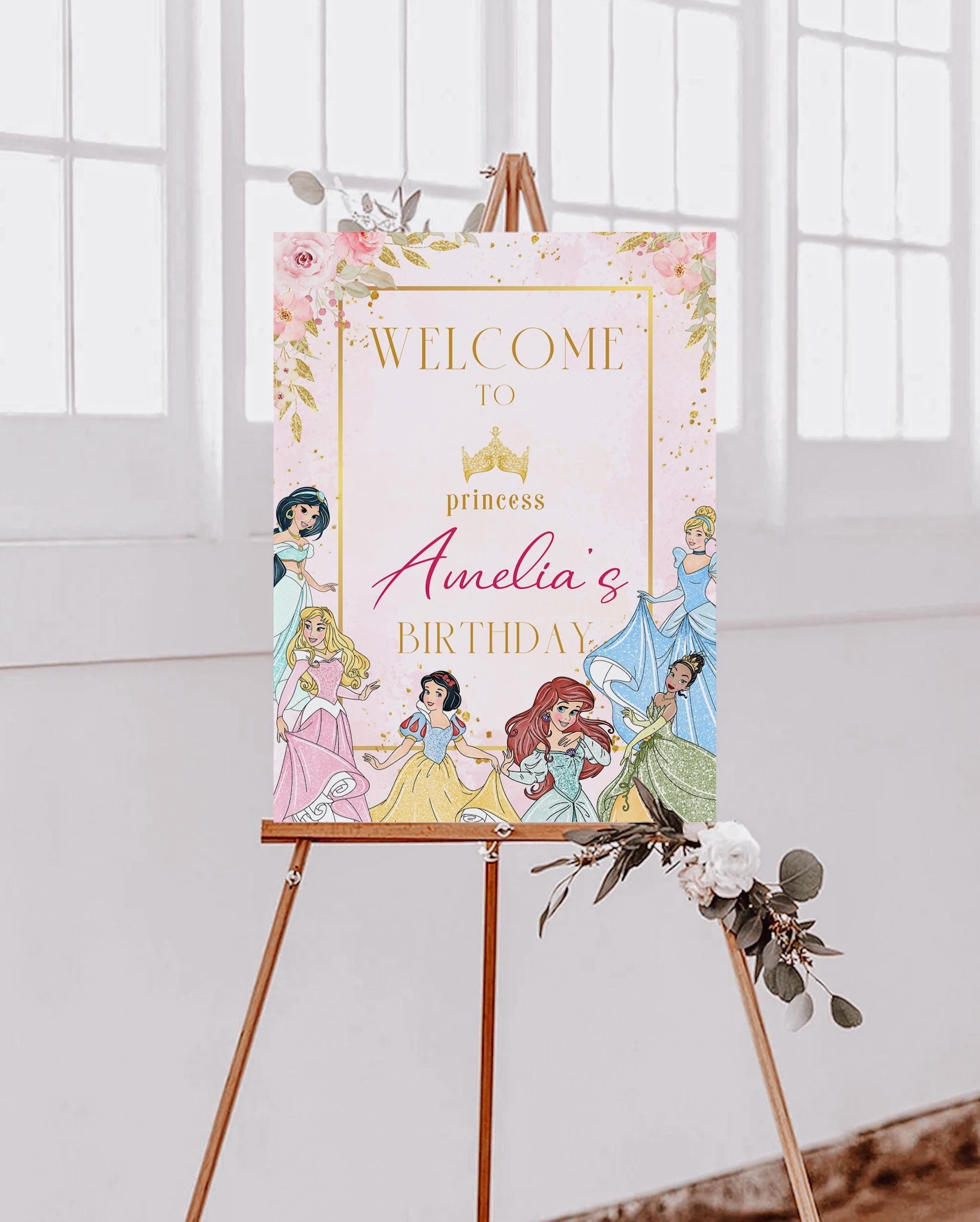 Editable Princess Birthday Welcome Sign: Customizable Party Decor ...