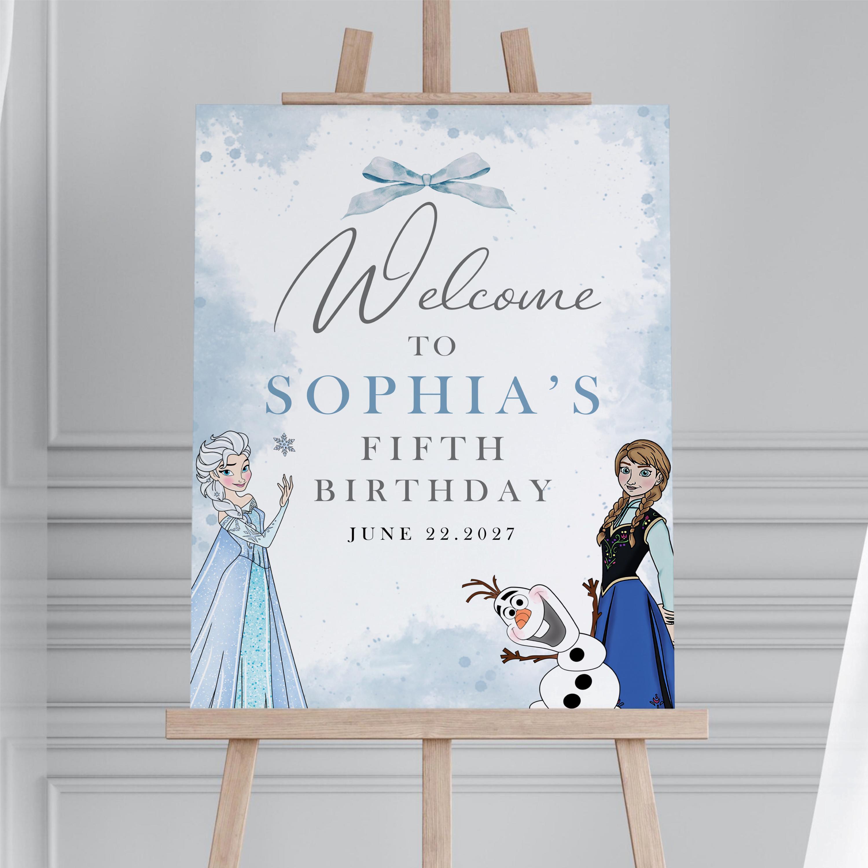 Editable Frozen Birthday Welcome Sign Elsa and Anna Party Princess - Etsy