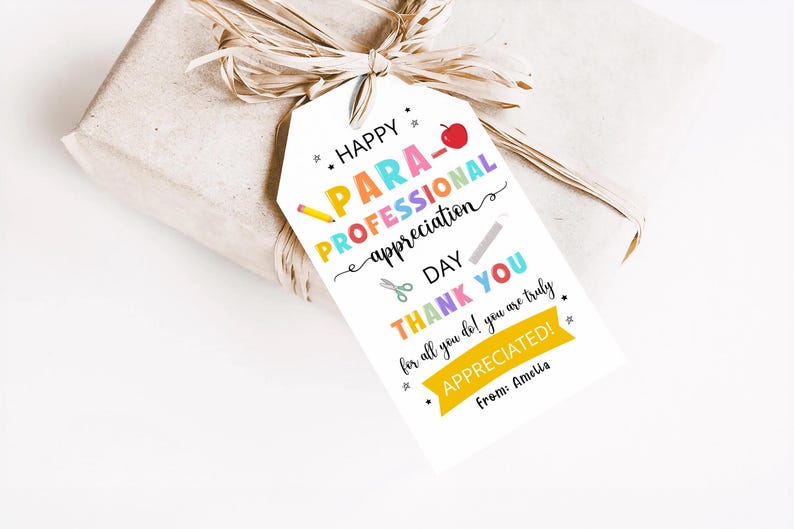 Paraprofessional Appreciation Gift Tag Printable (digital Download) - Etsy