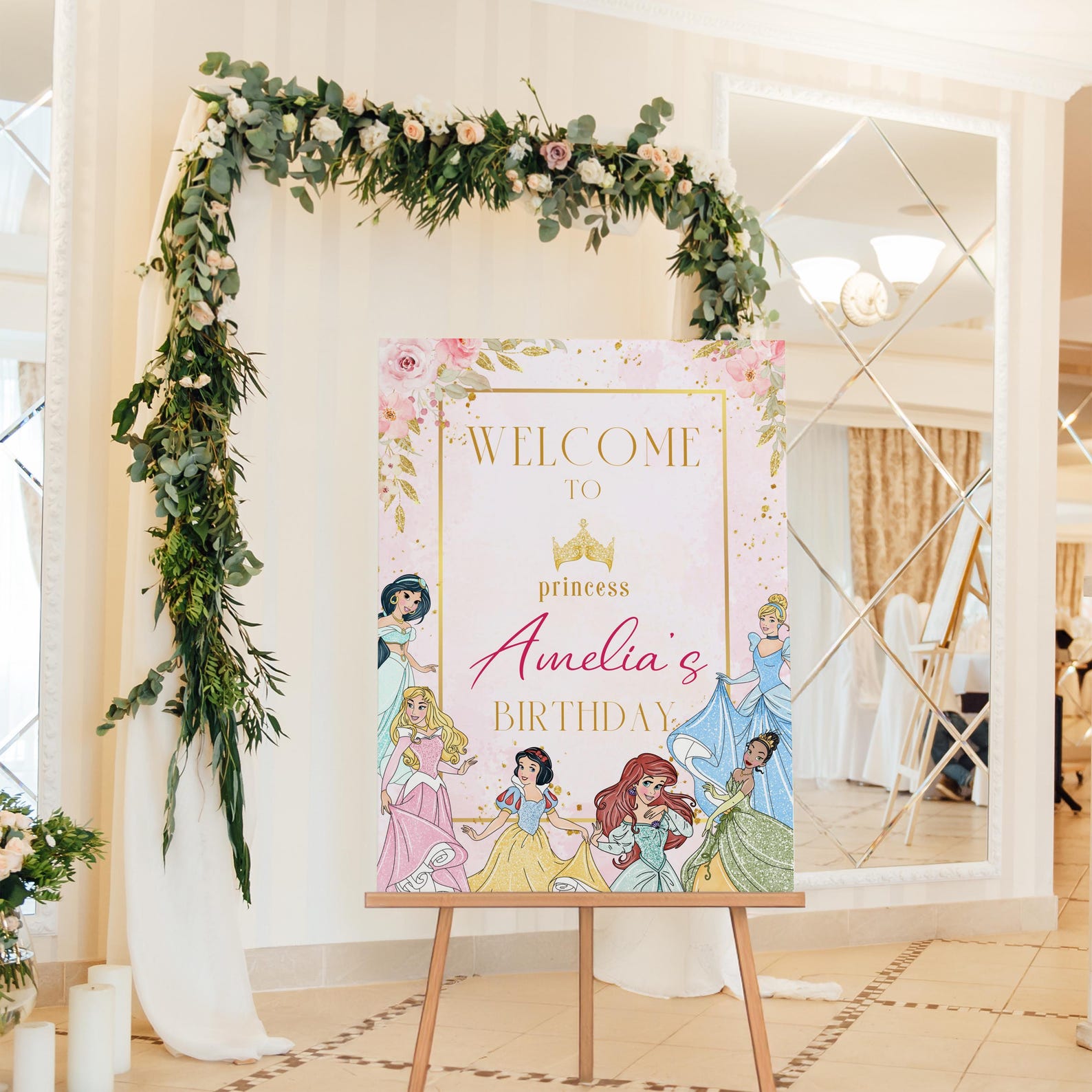 Welcome Princesses Editable Princess Birthday Welcome Sign: Customizable Party Decor ...