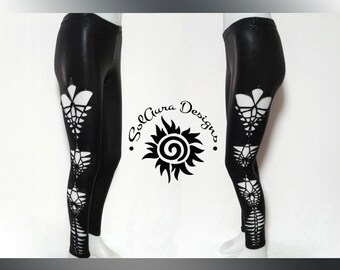 ROCKSTAR - MEDIUM/LARGE - Junior/Women's Super Sexy Cut and Weaved leggings, Wet Look, Festival Wear, Burning Man Wear, Rocker Wear, Sexy