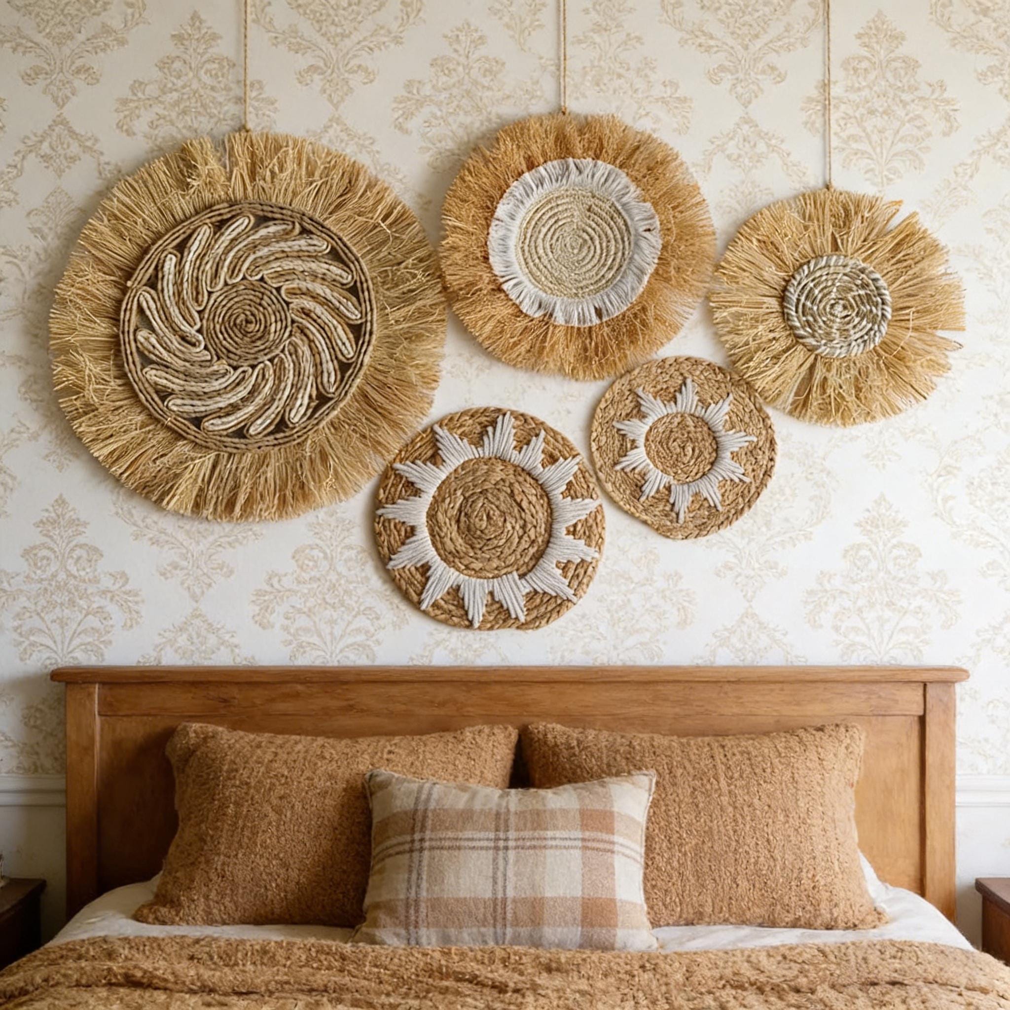 Lot de 3 décorations murales rondes 40, 50 et 60 cm en coquillages
