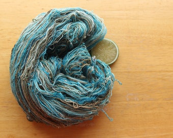 Turquoise Yarn, Sparkle Yarn, Hand Dyed Merino Yarn, Laceweight Yarn, Brown Yarn, Handspun Yarn, Knitting Wool, Crochet Yarn, White Yarn