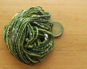 Chunky Crochet Yarn, Handspun Yarn, Lime Green Yarn, Art Yarn, Weaving Yarn, Luxury Yarn, Merino Silk Yarn, Knitting Wool, Soft Bulky Yarn