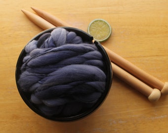 Navy Yarn, Handspun Yarn, Thick and Thin Yarn, Bulky Hand Dyed Yarn, Blue Yarn, Knitting Wool, Chunky Crochet Yarn, Art Yarn, Weaving Yarn