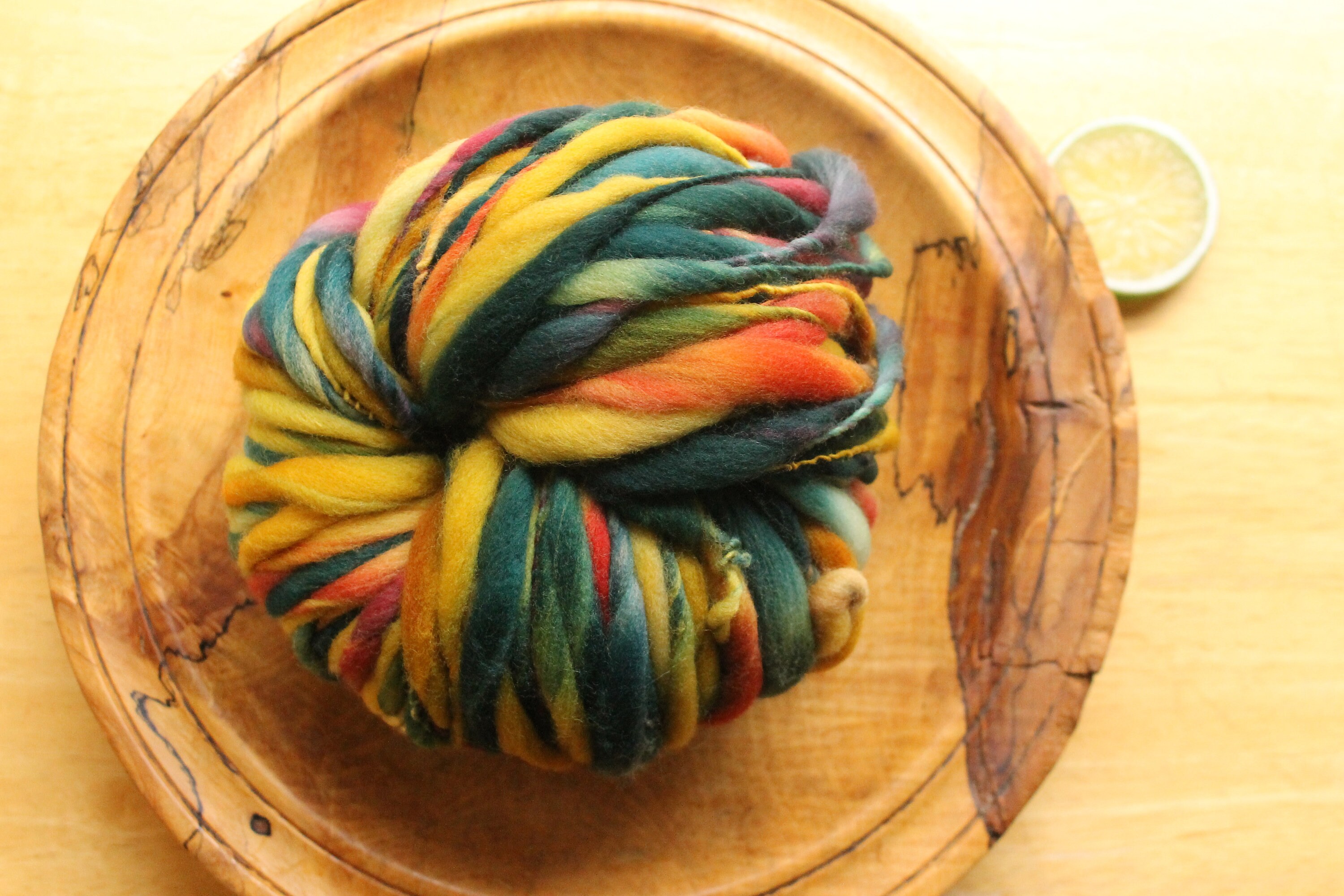 Thick and Thin Yarn, Yellow Yarn, Crochet Chunky Yarn, Bulky Yarn