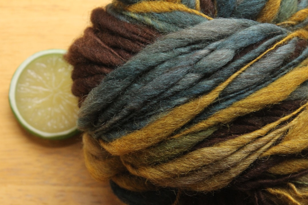 Blue and Brown Yarn, Yellow Yarn, Thick and Thin Yarn, Chunky Yarn