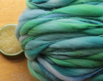 Blue and Green Yarn, Handspun Thick and Thin Yarn, Knitting Wool, Bulky Hand Dyed Yarn, Merino Wool Yarn, Chunky Crochet Yarn, Weaving Yarn