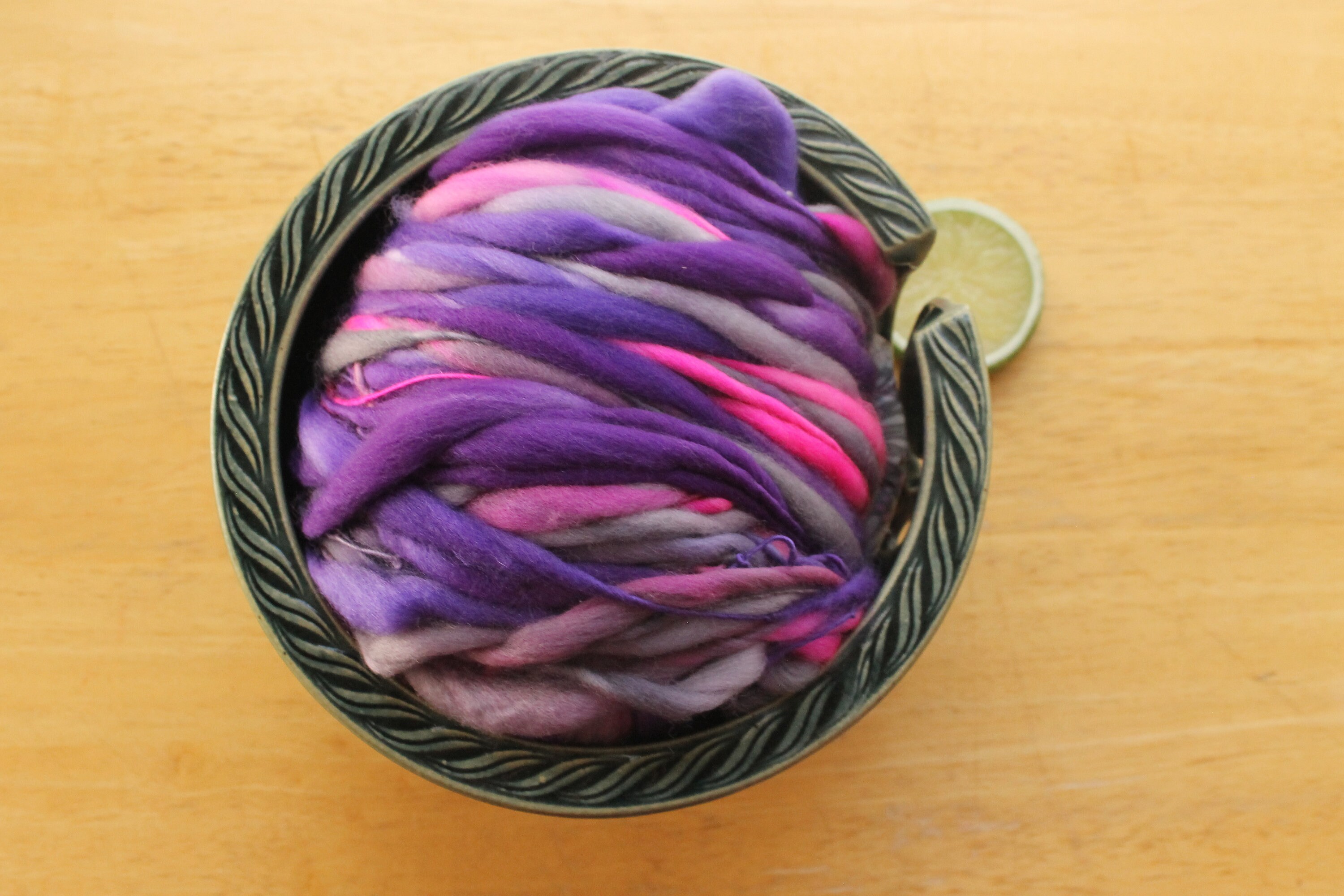 Pink and Purple Hand-Spun Bulky Targhee Wool Yarn – Islay's Terrace Studio  & Shop