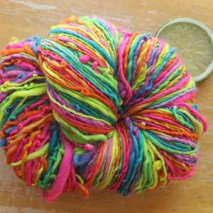 Rainbow Yarn, dk hand dyed yarn wool, handspun yarn, merino nylon yarn, self striping yarn, neon yarn, luxury yarn for crocheting, soft yarn