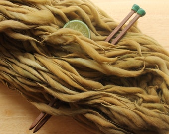Light Brown Yarn, Olive Yarn, Handspun Thick and Thin Yarn, Bulky Merino Yarn, Weaving Yarn, Knitting Wool, Crocheter Gift, Chunky Yarn