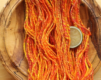 Orange Yarn, Sparkly Yarn, Handspun Yarn, Yellow Yarn, Chunky Crochet Yarn, Knitting Wool, 3 Ply Yarn, Bulky Yarn, Neon Yarn, Glitter Yarn