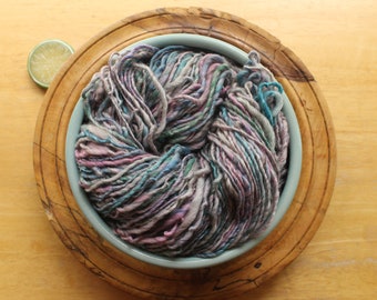 Handspun Wool Yarn, Merino Silk Yarn, Hand Dyed Worsted Yarn, Grey Yarn, Purple Yarn, Blue Yarn, Pink Yarn, Teal Yarn, Knitting Yarn Soft