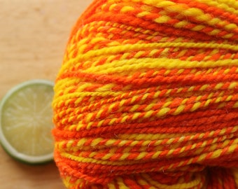 Orange Yarn, Yellow Yarn, Bulky Yarn, Handspun Wool Yarn, Sparkly Yarn, Homespun Yarn, Knitting Wool, Neon Yarn, Bright Yarn, Crochet Yarn