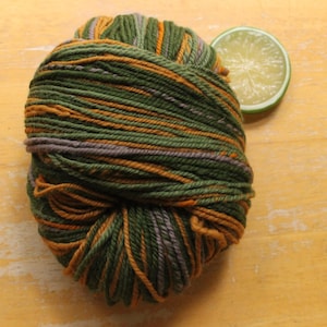 Worsted Weight Yarn, Olive Green Yarn, handspun yarn gold, merino wool yarn, knitting wool, crocheter gifts, self striping yarn, grey yarn