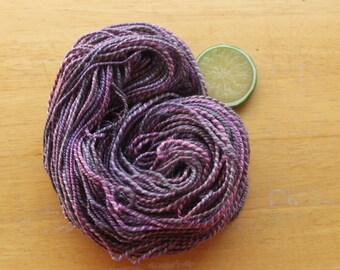 Handspun Merino Yarn, Pink and Purple Yarn, Worsted Weight Wool Yarn, Tencel Yarn, Homespun Wool, Grey Yarn, Lavender Yarn, Crochet Yarn
