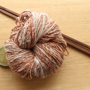Alpaca Merino Silk Yarn, Handspun DK Yarn, sparkle yarn, orange yarn, cream yarn, luxury yarn, handmade yarn, crocheter gifts, knitting wool