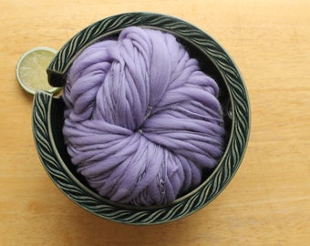 Lavender Yarn, Thick and Thin Yarn, Handspun Yarn, Bulky Merino Wool Yarn, Pastel Yarn, Chunky Crochet Yarn, Knitter Gift, Purple Yarn Soft