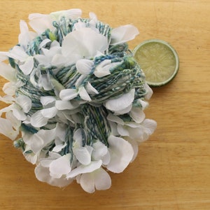 Wedding Yarn, Handspun Art Yarn, blue worsted weight wool yarn, sparkly yarn, light green yarn, unique yarns, merino silk yarn, white yarn