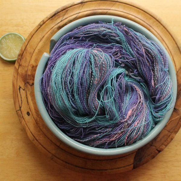 Handspun Yarn, Laceweight Yarn, Pink Yarn, Lavender Yarn, Baby Blue Yarn, Merino Silk Yarn, Sparkly Yarn, Lace Yarn, Knitting Wool Yarn Soft