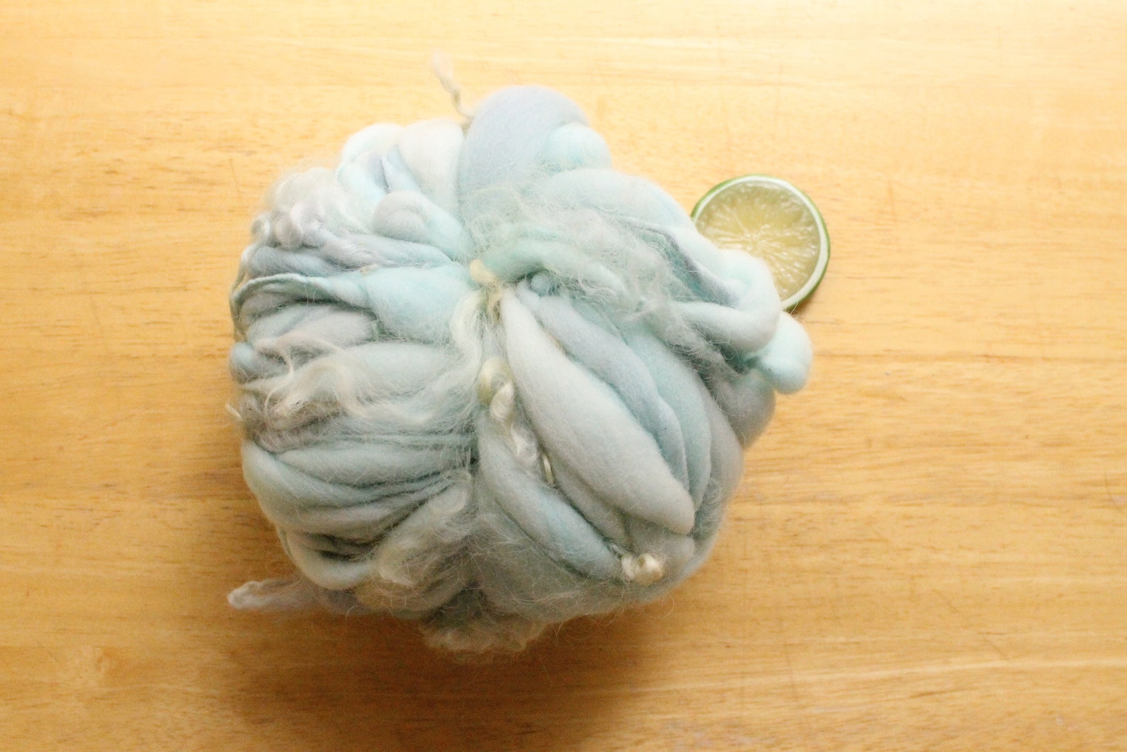 Light Blue Yarn Curly Yarn Bulky Art Yarn Thick and Thin Etsy