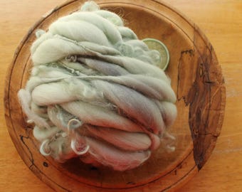 Hilo rizado, hilo artístico hilado a mano súper grueso, hilo verde salvia, hilo grueso y fino, hilo grueso para ganchillo, lana merino teñida a mano, hilo para tejer
