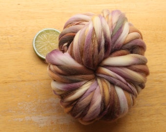 Handspun Thick and Thin Yarn, Yellow Yarn, Gold Yarn, Chunky Yarn, Hand Dyed Merino Wool Yarn, Super Bulky Yarn, Purple Yarn, Knitting Wool