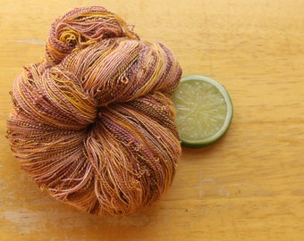 Handspun Yarn, Laceweight Yarn, Pink Yarn, Brown Yarn, Merino Silk Yarn, Knitting Wool, Crochet Yarn, Shawl Yarn, Yellow Yarn, Luxury Yarn