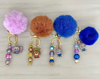 Zootopia Beaded Keychain: Nick, Judy Hopps, Finnick, Fobs