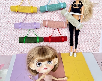 Doll Yoga Mat and Outfit Set for 1/6 Scale Dolls, Sporty Fashion