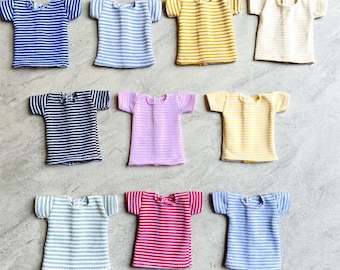 Camiseta de algodón puro a rayas para muñecas a escala 1/6, corte holgado, ropa para Blythe Pullip.