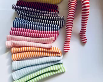 Handmade 1/6 Striped Over-the-Knee Doll Socks for Blythe/OB24/OB22/bjd