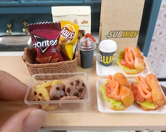 Handmade Dollhouse Miniature 1:12 Sub Sandwich Shop Restaurant Takeout or Deliver