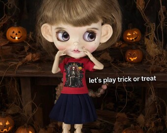 Camiseta de Halloween hecha a mano para muñecas Blyth Momoko, Obistu, Licca y BJD 1/6. Accesorios para muñecas.