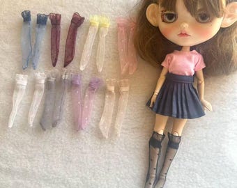 Handmade 1/6 dolls Lace knee-stockings socks for Blythe Pullip Obitsu 22 24
