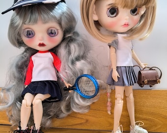 Handmade 1/6 Blythe Doll Sportswear T-Shirt, Cotton Color-Block Outfit for Pullip Dolls