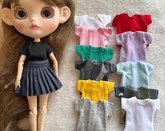 Handmade 1/6 blythe clothes Doll T-Shirt, Slim Fit, Pure cotton solid color clothes