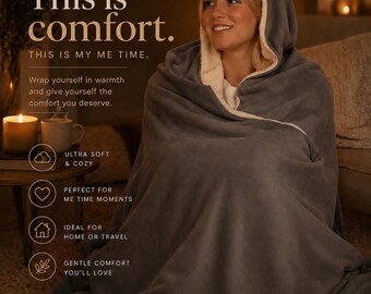 Couverture à capuche | Couverture en sherpa portable, cadeau douillet pour femme, c'est l'heure pour moi
