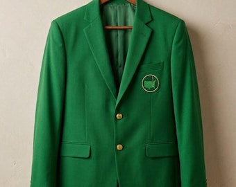 Green Golf Blazer Classic Tournament Sport Coat with Gold Buttons - Masters Inspired Golfs Jacket