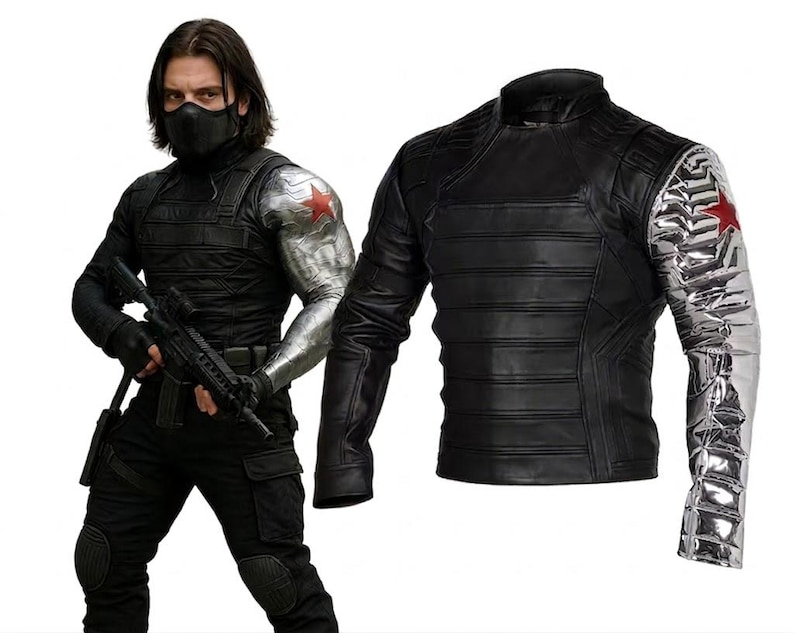 Imitatieleren jack voor heren – op wintersoldaat geïnspireerd tactisch pantser cosplay afbeelding 1
