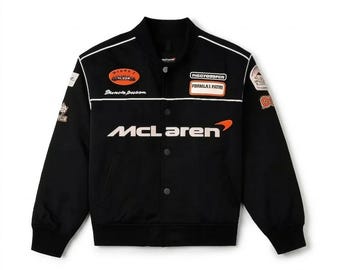Black Racing Satin Bomber Jacket, 1 Motorsport Fan Apparel Gift